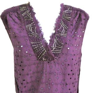 Akemi Kin Top Eyelet Purple Sleeveless V India S